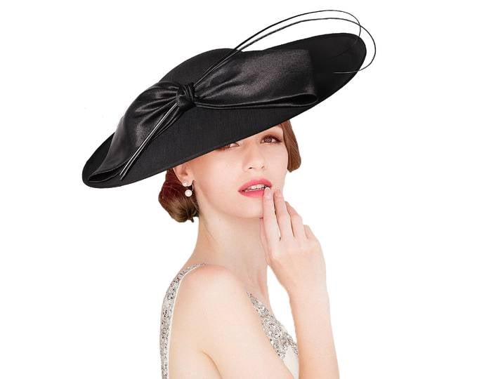 Sinamay-Chapeau Fascinateur pour Femme, Chapeaux de Mariage, Grand Bord, Tri Fedoras d'Église, Robe de Soirée Thé