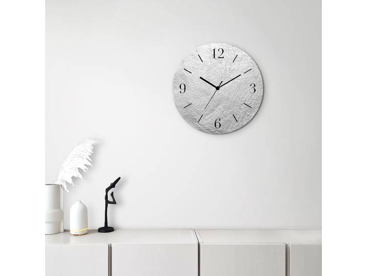 Wanduhr ARTLAND Metalis , silber (silberfarben), B:30cm H:30cm T:1,8cm, Wanduhren, Wanduhr, wahlweise mit Quarz- oder Funkuhrwerk, lautlos ohne Tickgeräusche