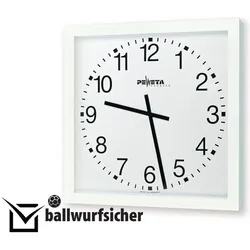Peweta, Wanduhr, Grossraum-Wanduhr, ballwurfsicher, 50 x 50 cm, Zahlen