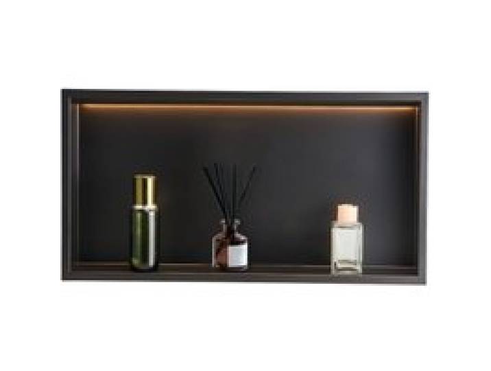 VEVOR Duschnische, 10,16x33,02x63,5 cm, versenkte Wandnische mit LED-Streifen, Shampoo-Aufbewahrungs-Organizer aus Edelstahl, langlebig & einfach zu installieren, schwarz für Badezimmer