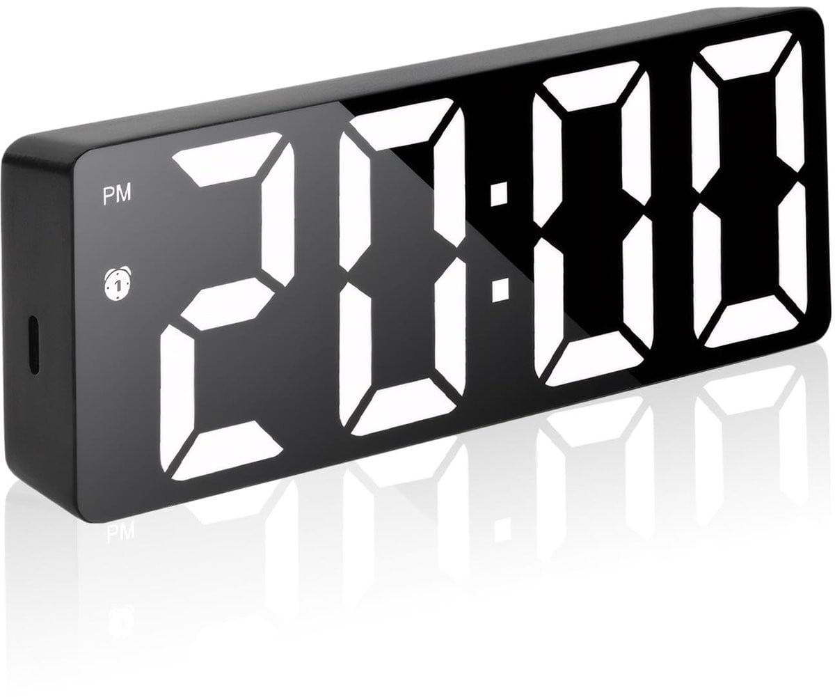 Dailygoods Digitale Wekker met LED-Display en Instelbare Helderheid - Zwart