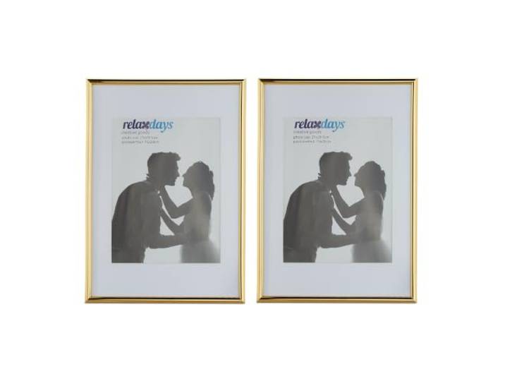 Relaxdays Cadres photo\, lot de 4\, 20x30 cm\, passe-partout 15x20 cm\, cadre verre\, porte-photo à poser ou à suspendre\, dorés