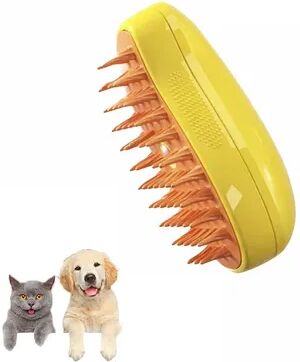 Modern Mode Marketplace Electric Pet Steam Grooming Brush Cat & Dog Shedding & Massage Comb yellow