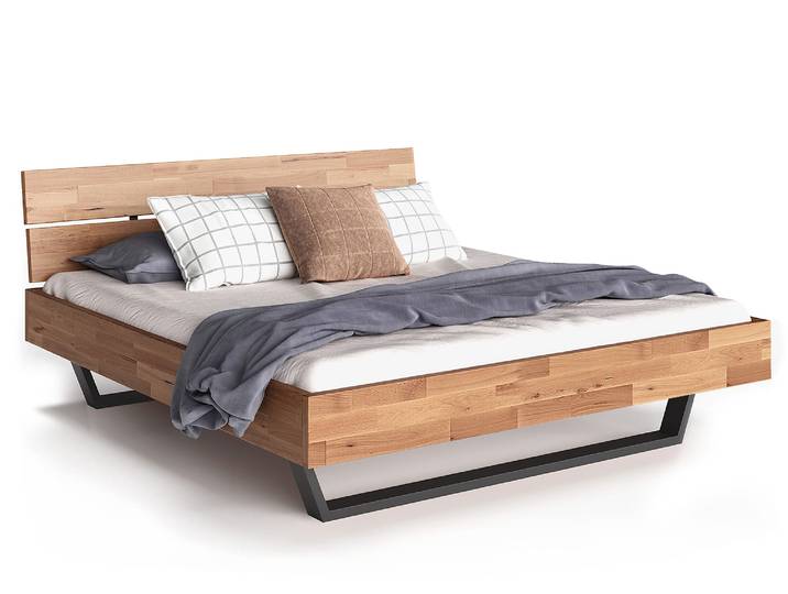 LÖWEN Kufenbett mit Kopfteil, Material Massivholz, 200 x 200 cm