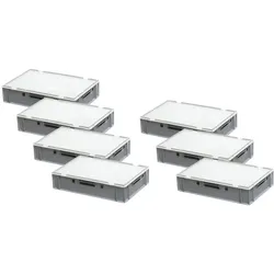 Logiplast 7 Stück graue E1 Kisten 600x400x125 mm Fleischkasten Lagerkiste Metzgerkiste  mit 7 grauen Deckeln
