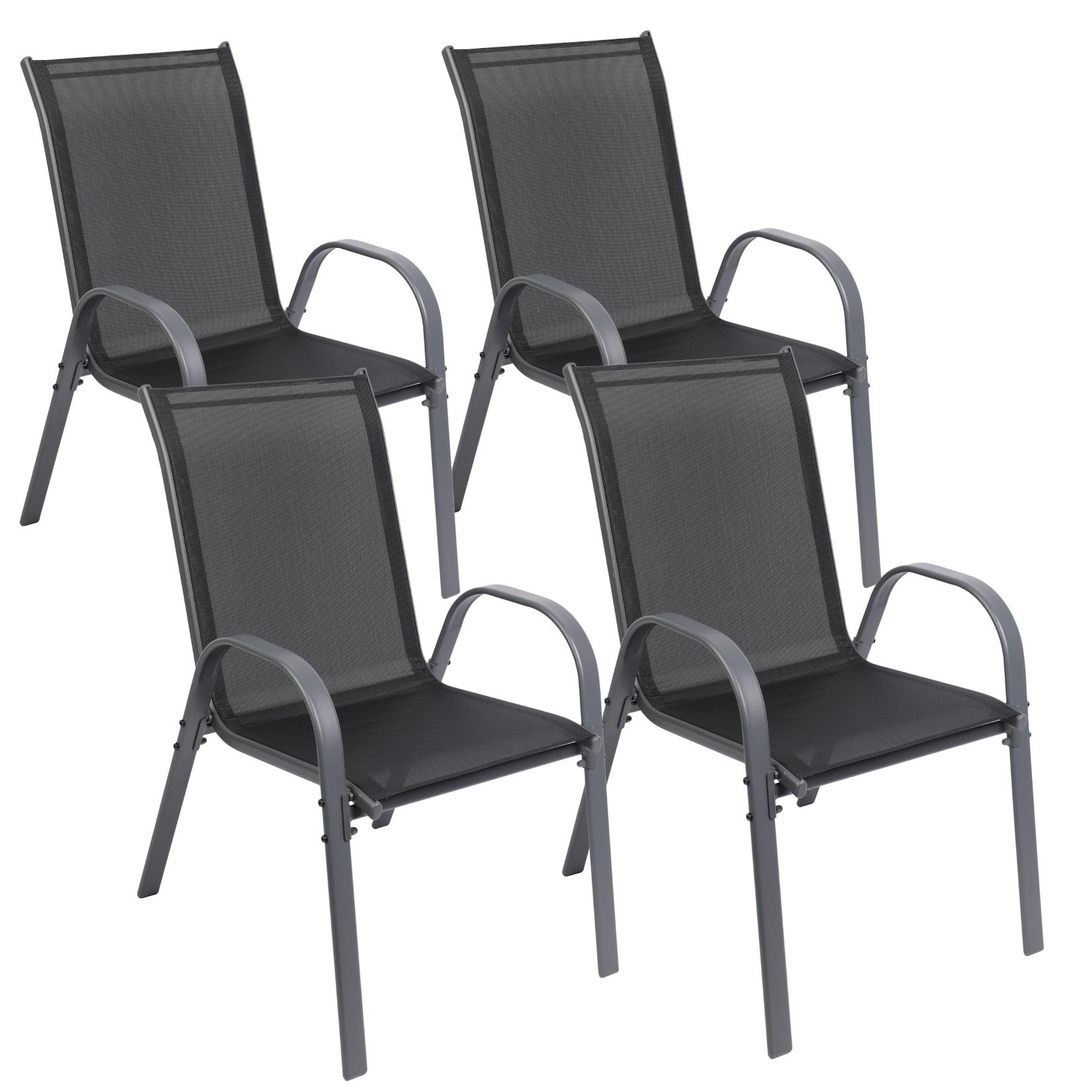 Albatros Gartenstühle 4er Set Kuba – Gartenstühle Stapelbar mit robustem Metallgestell und hoher Belastbarkeit – bequeme Stapelstühle auch als Terrassenstühle oder Balkonstühle