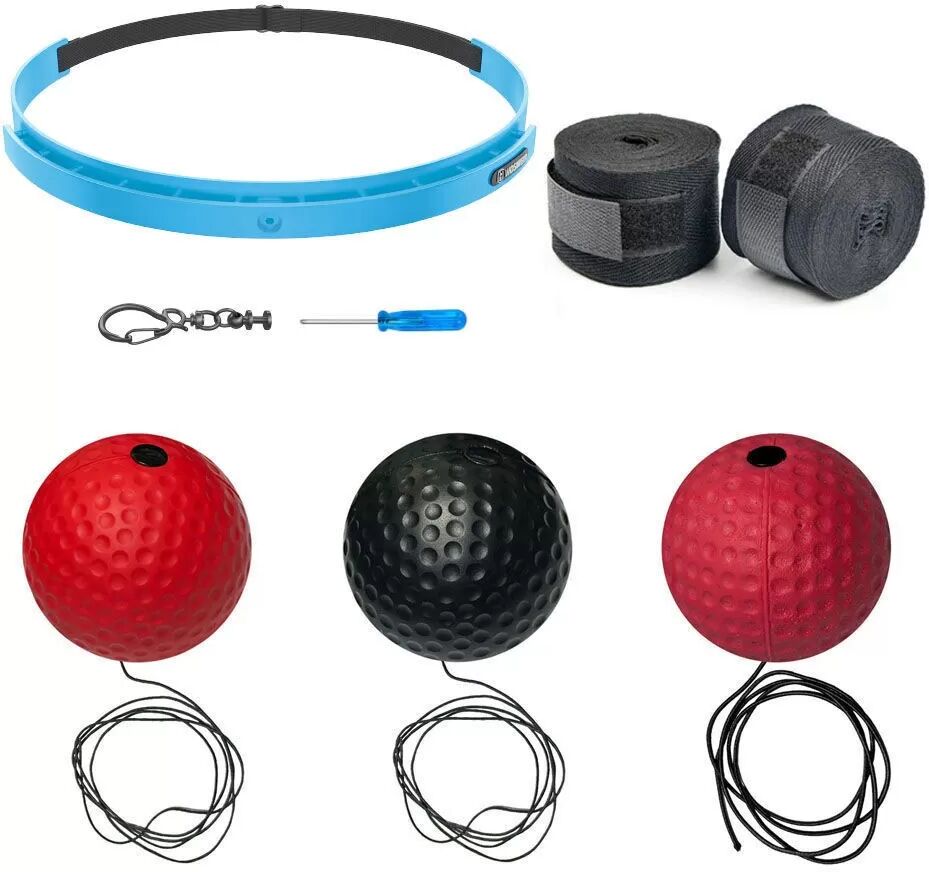 INF Box-Reflexball-Set: Silikon-Stirnband, 3 Bälle & Bandagen – Verbessern Sie Reaktionszeit & Koordination