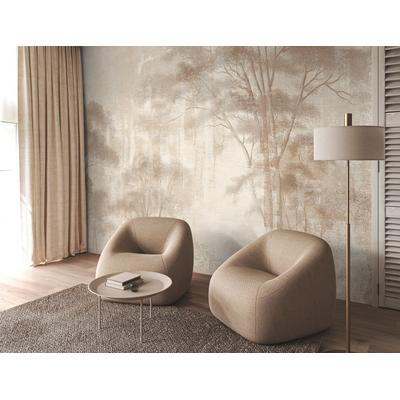 Fototapete LIVING WALLS "Walls by Patel 5 Fototapete Nebelwald-Panorama", braun, B:4m H:0m L:2,7m, Vlies, Tapeten, Nebelwald-Panorama auf 200 g/m² Premium-Vlies
