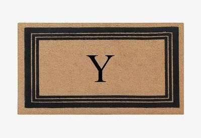 "A1 Home Collections Natural Coir Monogrammed Entrance Door Mats Flock Doormat 24""X39"""