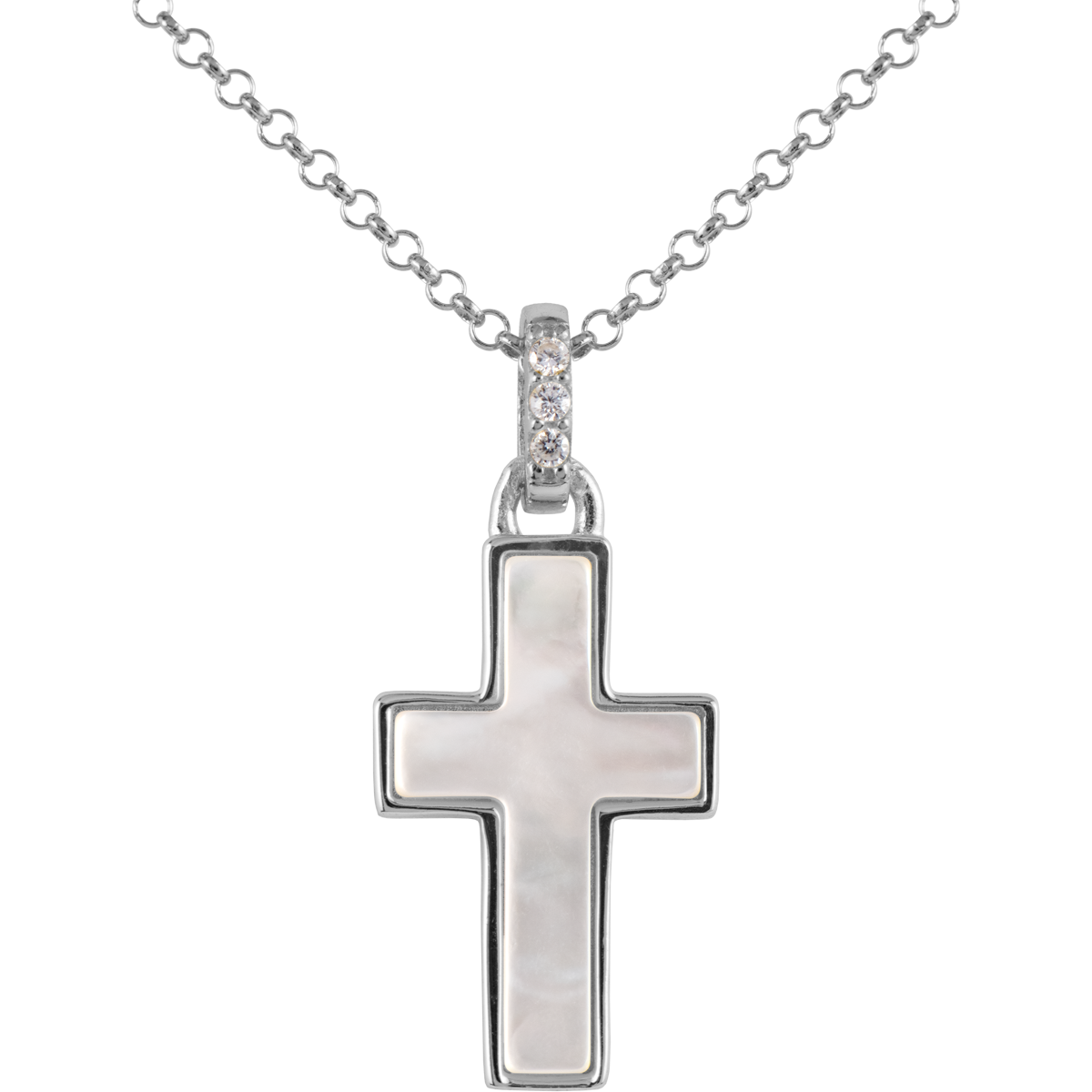 Jacques Lemans Kette Kreuz Sterlingsilber mit Perlmutt/Zirkonia
