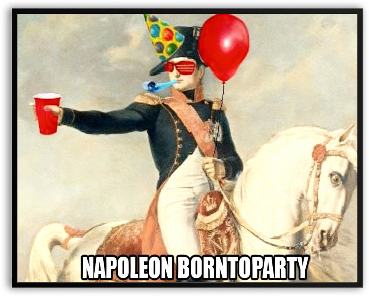 Napoleon Born To Party Fotolijst voor Poster of Schilderij, 30 x 40 cm