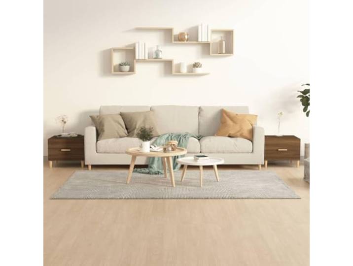 HEFZGDB Couchtische 2 Stück Braun Eichen-Optik 50x50x40 cm Holzwerkstoff mit Schublade, Beistelltische für Wohnzimmer, Stauraum Möbel, robuste Tische minimalistisches Design