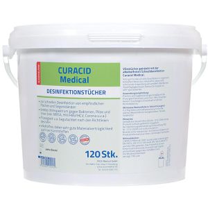 Curacid Desinfektionstücher 113010, Medical, für Flächen, ohne Alkohol, 29 x 20 cm, 120 Tücher