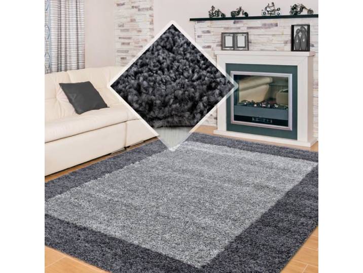 Tapis Shaggy CARPETTEX - Gris - 240 x 340 cm - Motifs - Salon