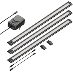 ledscom.de LED Unterbau-Leuchte SIRIS schwarz matt, flach, je 50cm, je 655lm, weiß, 3er Set