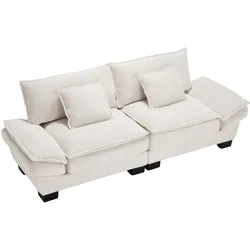 Doppelsofa 224x81x81 Beige aus Samt mit tiefem Sitz und Kissen – Modernes Design für Wohnzimmer und Schlafzimmer