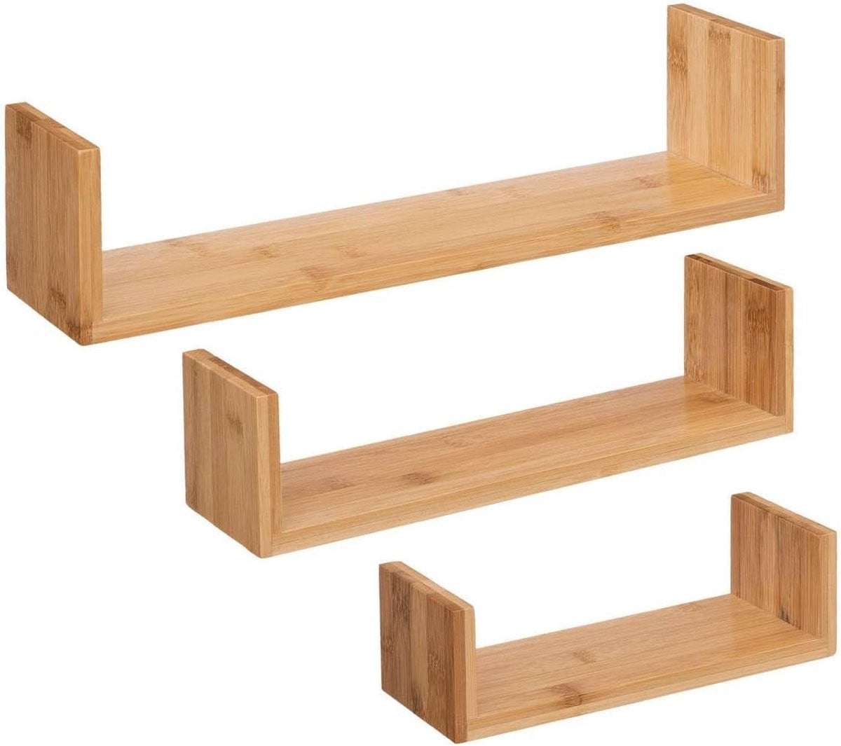Set van 3 Zwevende Bamboe Wandplanken