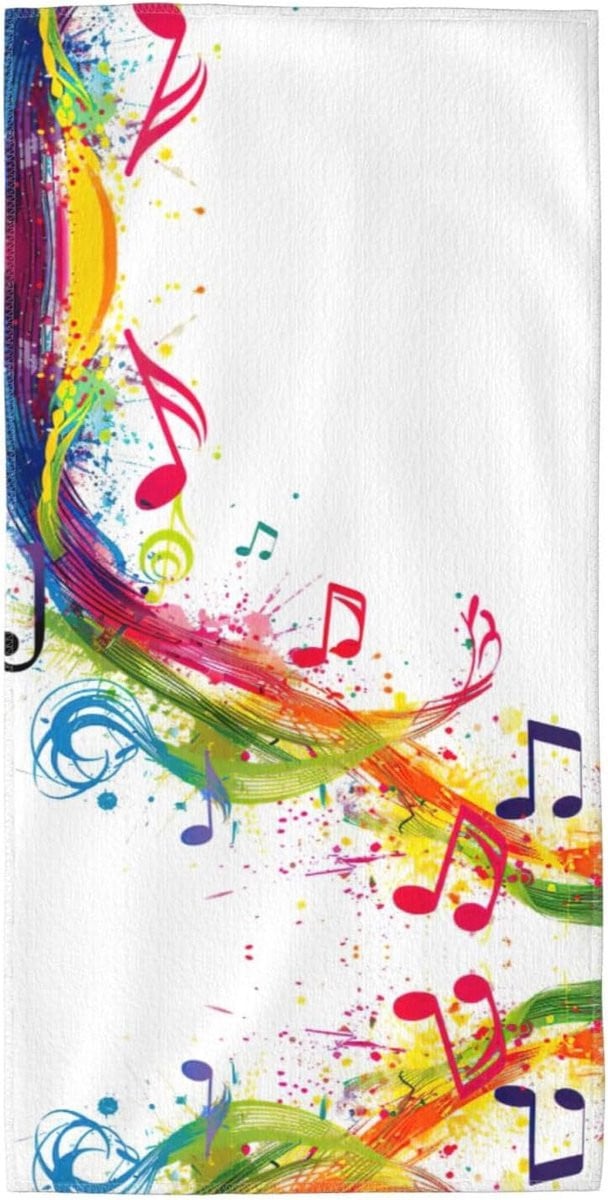 Muziek Notes Zwarte Sneldrogende Badlakens voor Strand of Gym - 30 x 60 cm