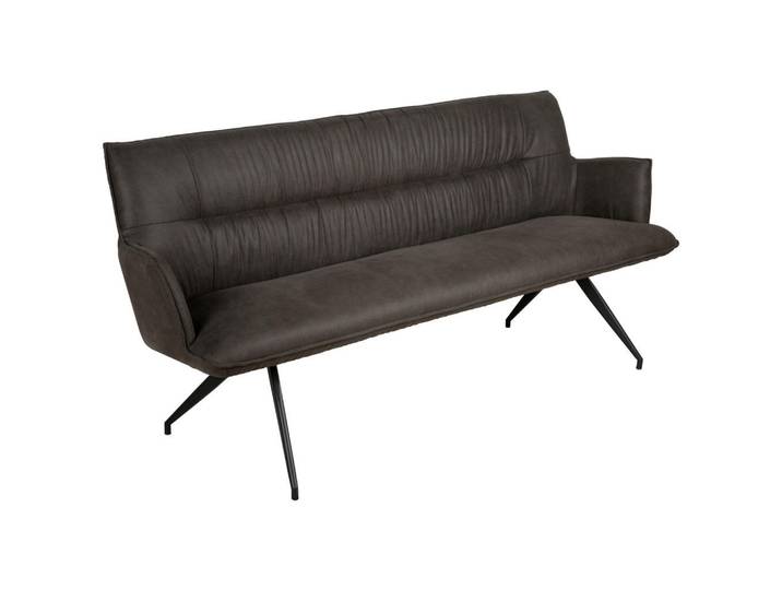Novel Sitzbank, Schwarz, Dunkelgrau, Metall, 203.5x88.5x62.5 cm, mit Rückenlehne, Esszimmer, Bänke, Sitzbänke, Sitzbänke mit Lehne