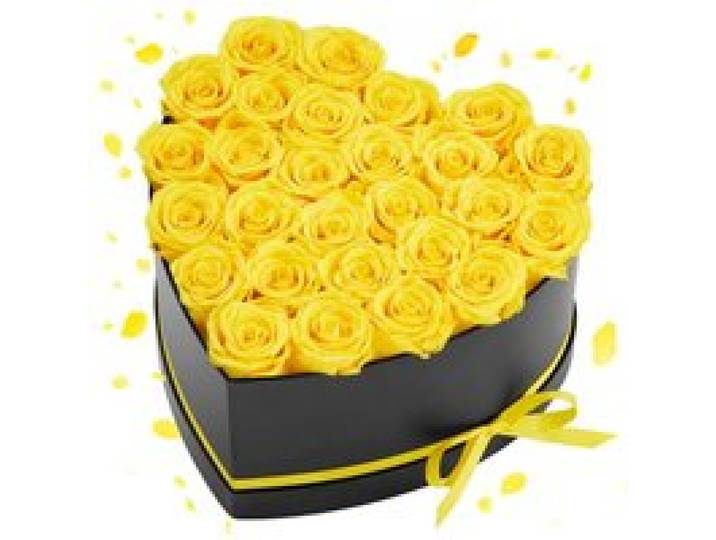 VEVOR 27 Stk. Ewige Rosen in Herzform Box, konservierter Blumenstrauß, Blumen Geschenkbox für ihre Frau, Mütter, Liebespartner, zur Hochzeit, zum Muttertag, Valentinstag, Weihnachten, Gelb