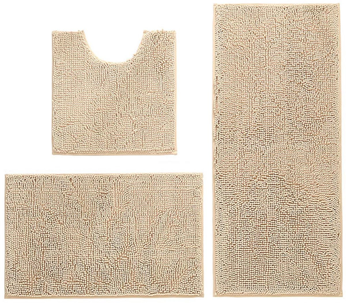 Unyqoos 3-delige luxe antislip badmatset van zachte microvezel met hoge waterabsorptie, Camel