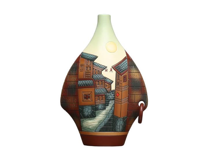 Couleur céramique artisanat décoratif fait à la main Bogu support casier à vin élément chinois petit ornement