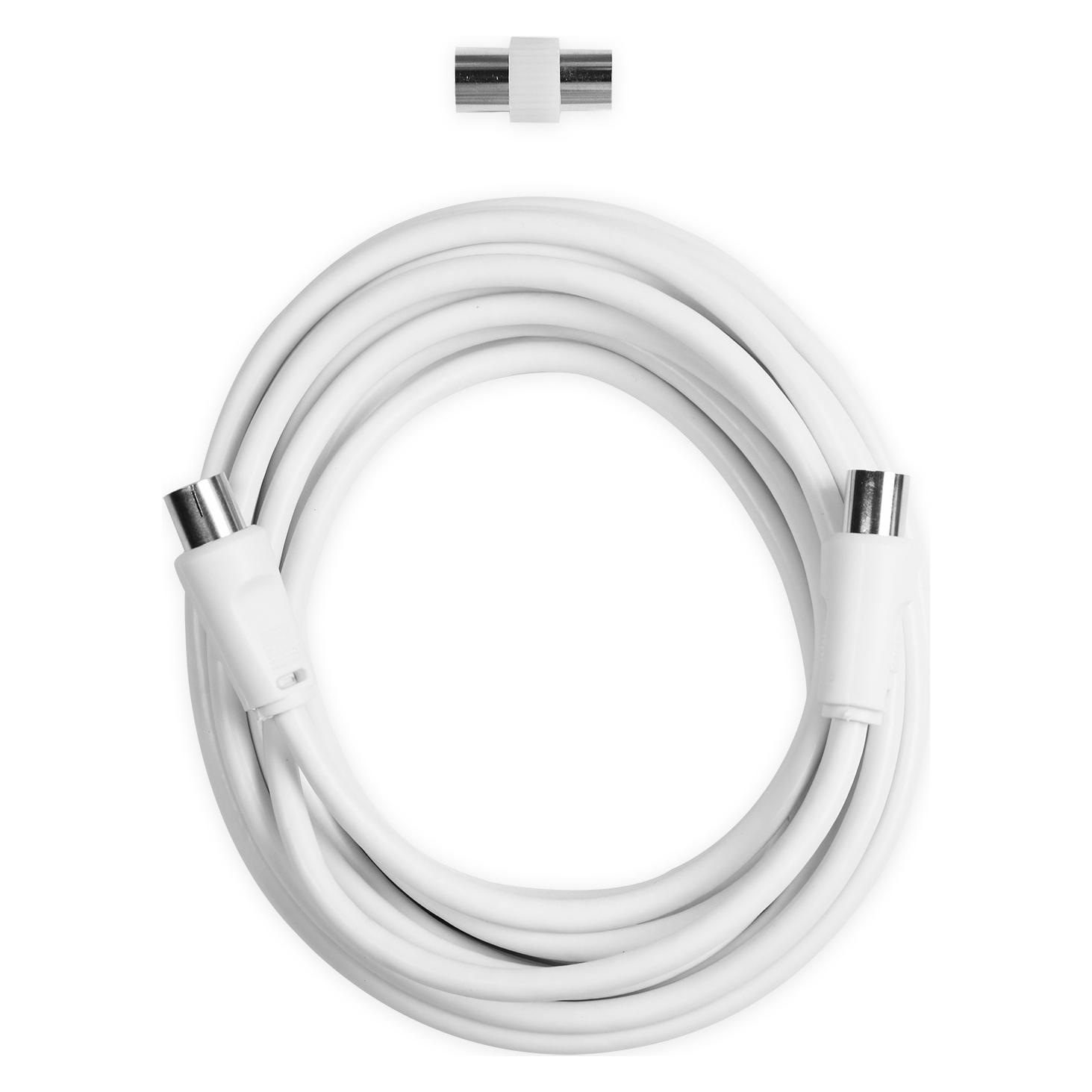 Ekon Male / female antenna cable + adapter 75dB (75 dB, Antennenkabel) (ECAN50MFW)