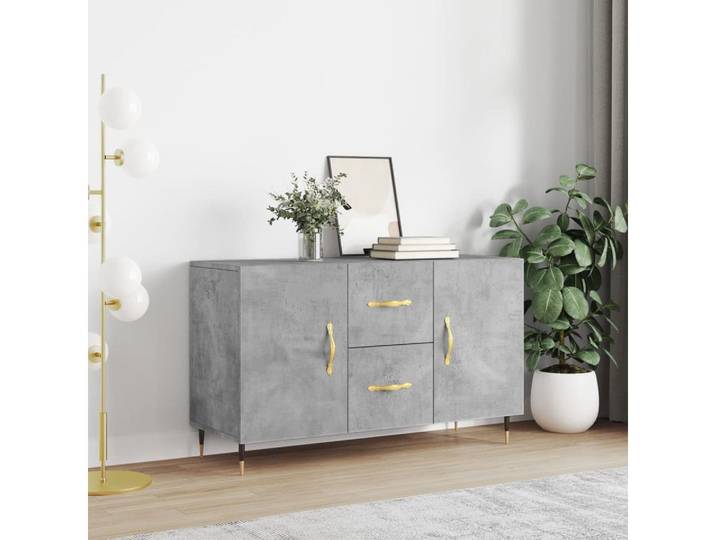 furnicato Sideboard Modernes Betongrau 100 x 36 x 60 cm (1 St), Anrichtung mit Metallbeinen, viel Stauraum und stabilen Türgriffen