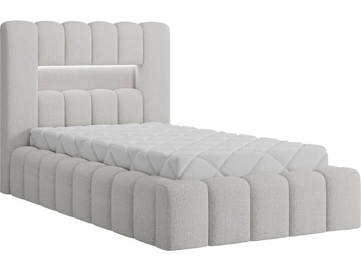Kastenbett ELTAP LAMICA 90x200cm boucle-stoff weiss