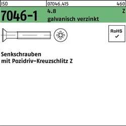 Senkschraube ISO 7046-1 PZ M5x12-Z 4.8 galv.verz. 1000St.