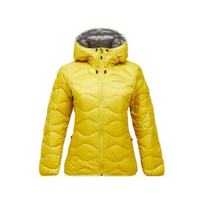 Steppjacke PEAK PERFORMANCE "W Helium Down Hood Jacket", Damen, Gr. M, gelb (pastellgelb), Oberstoff: 100% Polyamid. Füllung: 90% Entendaunen, 10% Federn. Futter: 100% Polyamid. Kragen: 100% Polyamid. Accessoire: 100% Polyamid., normal normal, ohne...