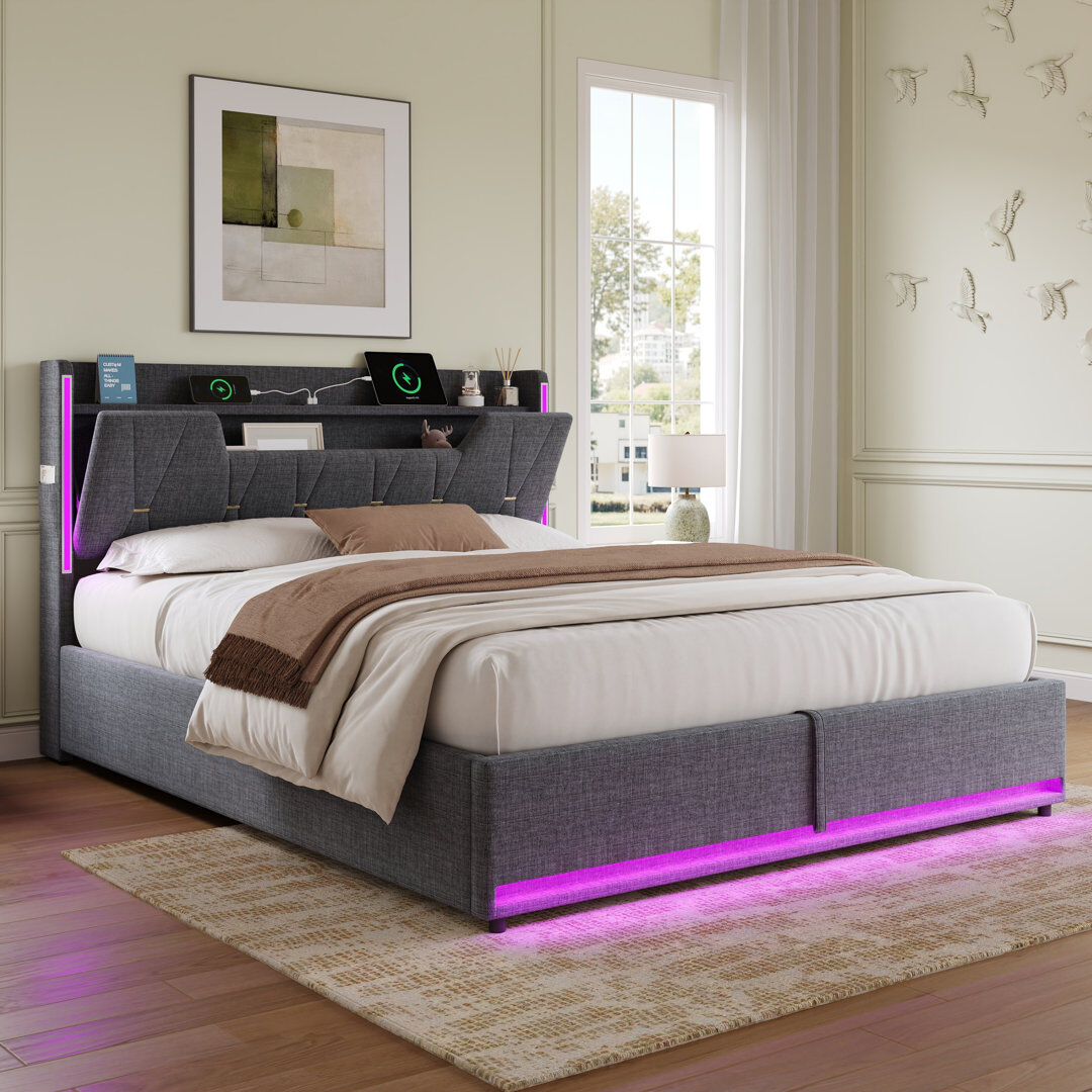 Metro Upholstered Ottoman Bed Grey 5FT