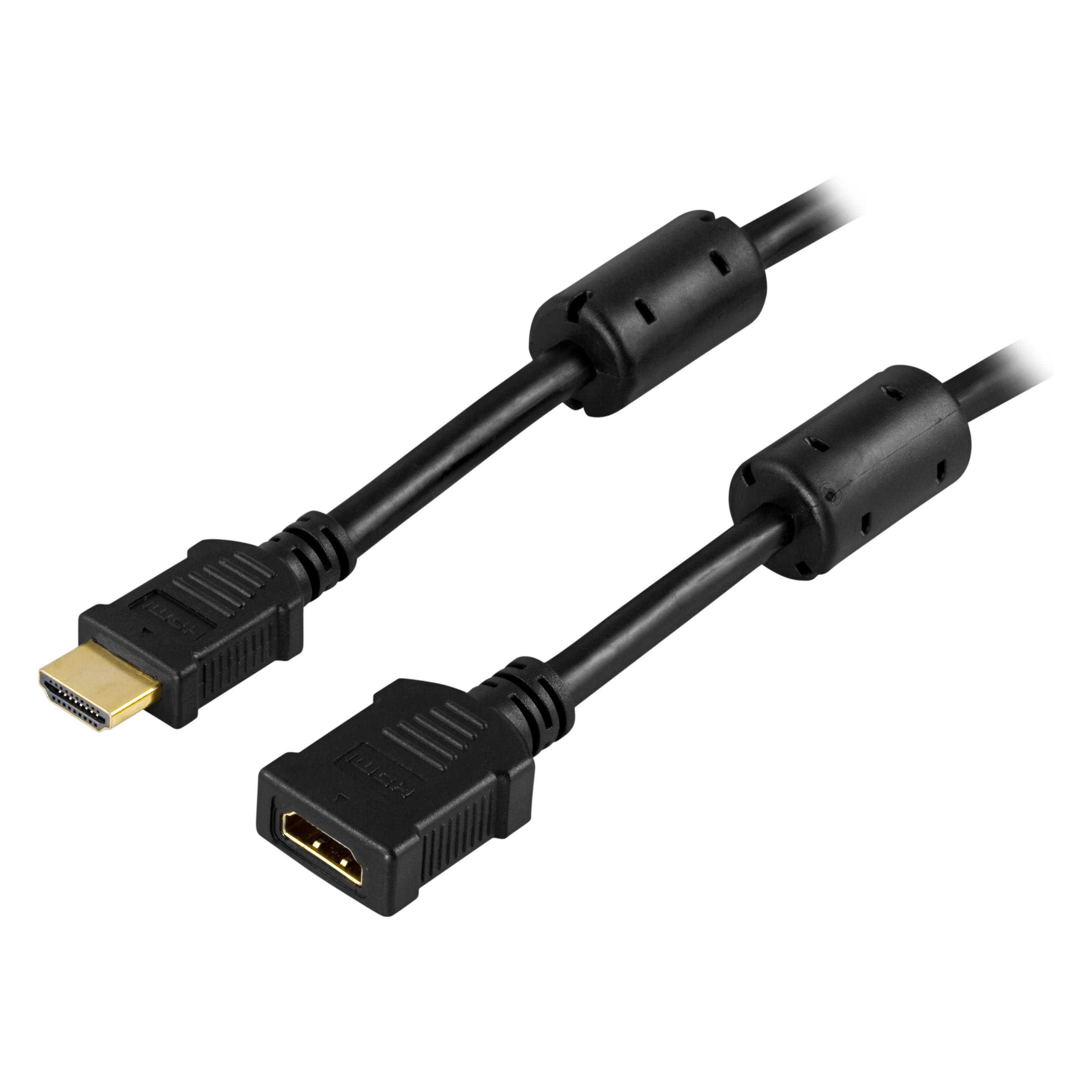 Deltaco HDMI extension cable 19-pin male - female 3m black (3 m) (HDMI-123)