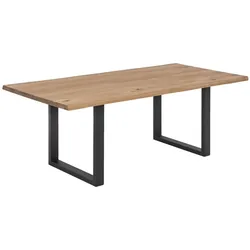 Esstisch 'Savona' 160x90 cm, Wildeiche/Antikschwarz Massivholz, Metall Eiche