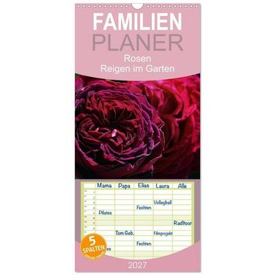 Familienplaner 2027 - Rosen Reigen im Garten mit 5 Spalten (Wandkalender, 21 x 45 cm) CALVENDO