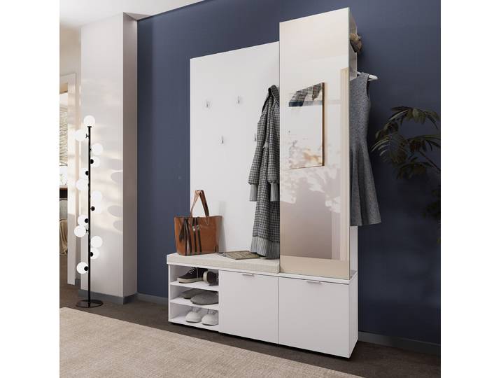 Vestiaire compact 120 x 201 x 38cm Blanc/Blanc