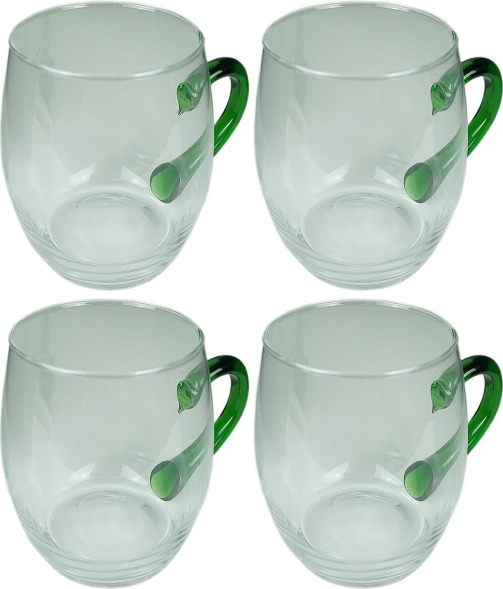 Novaliv Set van 4 Wijnglazen met Groene Steel, 250 ml