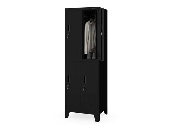 Jan Nowak Armoire Vestiaire Métal 4 Casiers Verrouillables avec Tringles Vestiaire acier\, 4 casiers verrouillables avec tringles\, ventilation et fixation murale\, pour entreprise\, atelier et école