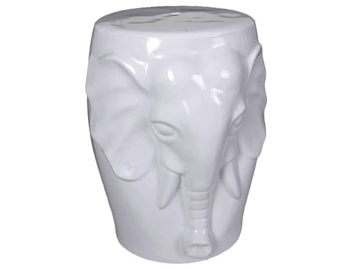 Orientalischer Hocker Elefant Weiss Sitzhocker glasierte Keramik pin018 Palazzo Exclusiv