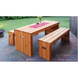Holz Terrassenmöbel Fanö – Gartenmöbel Set aus Kiefer, Honigbraun / Grau – Sitzgruppe für 6 Personen – Terrassen Möbel Set