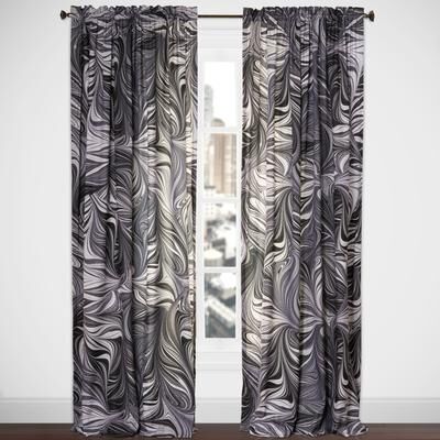 The Art of Marbling Art of Marbling Black Ash Single Rod Pocket Curtain Panel