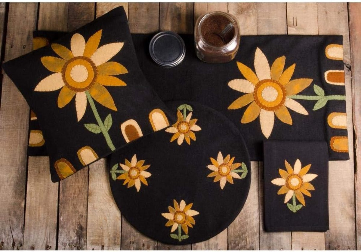 Sierkussen Zonnebloem Zwart - Decoratief Woonaccessoire