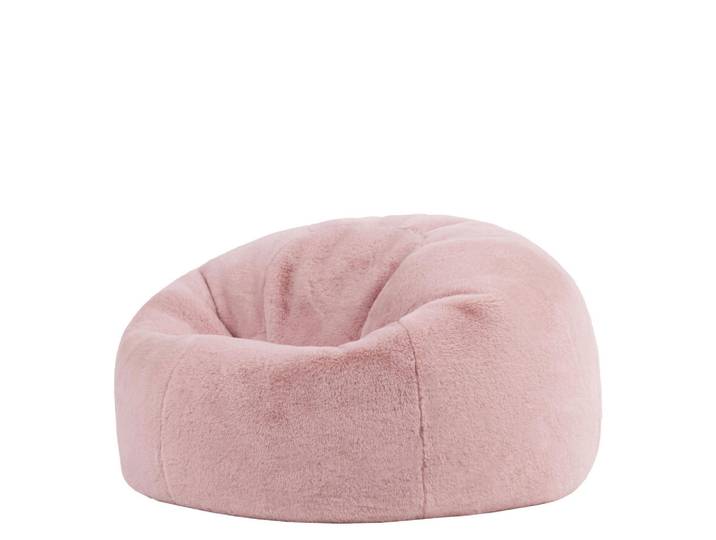icon Sitzsack Kingston Kaninchenkunstfell, Pink, 200 L, Rund, 85x50x85 cm, Wohnzimmer, Sessel, Sitzsäcke, XXL Sitzsäcke
