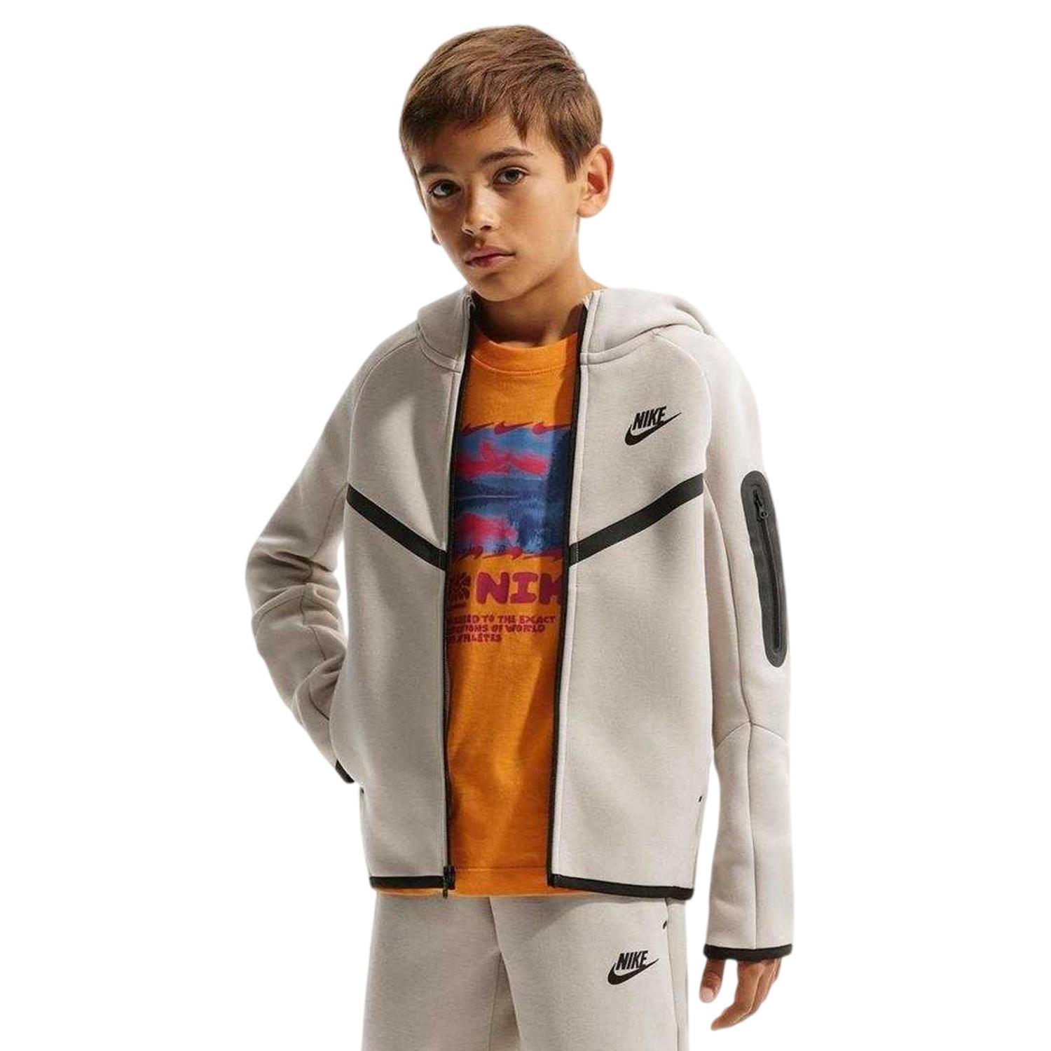 Nike - Hoodie mit durchgehendem Reißverschluss für Kinder, Fleece (Cremefarbe)