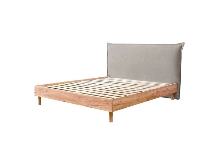 Bett BOBOCHIC CHARLIE 160x200cm stoff mit textur hellgrau