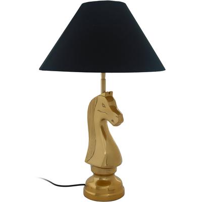 KAYOOM Tischleuchte "Shah", schwarz, 1, Ø 40cm H: 62cm, 1 Stk., Leuchten, Tischlampe mit dekorativem Schah-Pferd-Sockel aus Metall, Stoffschirm, Tischleuchte