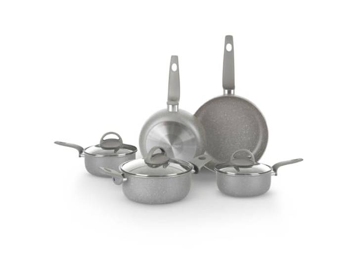 KASANOVA Kochgeschirr-Set für traditionelle Kochfelder, 8-teilig, antihaftbeschichtet, gesundes, schnelles und gleichmäßiges Garen. Made in Italy