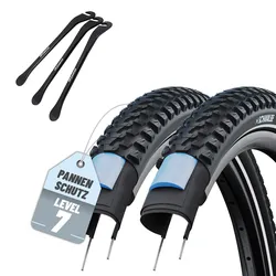 2er Set Schwalbe Reifen Marathon Plus MTB Schwarz Reflex 27.5 x 2.10 (54-584)" + 3x MSZweirad Reifenheber