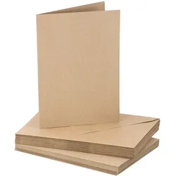 Recycling-Doppelkarten & Hüllen, A5 / C5, braun, je 20 Stück
