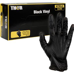 Thor Einmalhandschuhe Black Vinyl, schwarz, 100 Stück, Vinyl, chemikalienbeständig, lebensmittelecht, Größe S